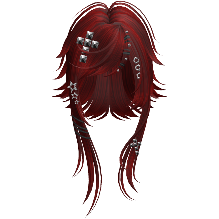 Wispy Emo Rockstar Cut Pigtails in Cherry Red