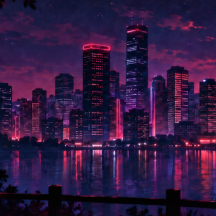 Neon Night City Skyline Roblox Anime Background
