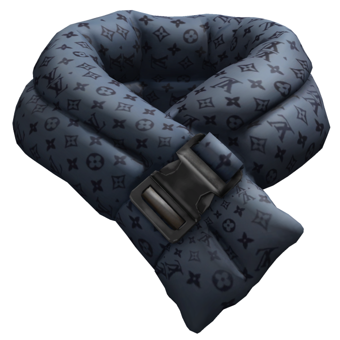 Blue LV Designer Puffer Scarf