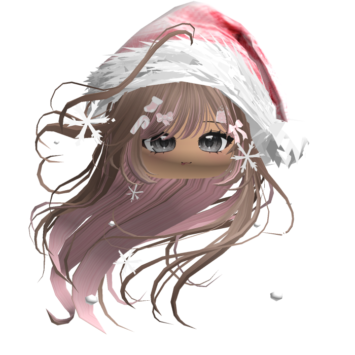 Windy Anime Hair w/Santa Hat (Milktea&Pink)