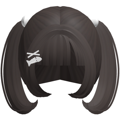 ꒰ ♡ adorable short twintails in dark brown   Roblox item