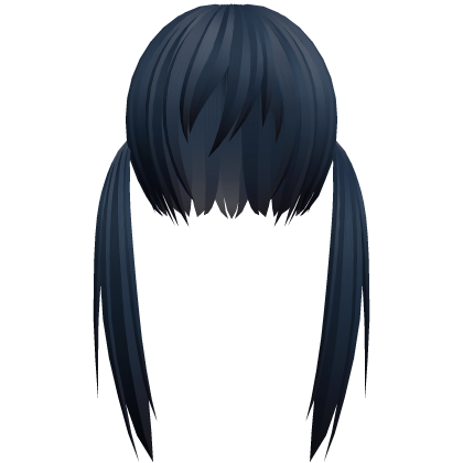 navy blue razor cut low pigtails