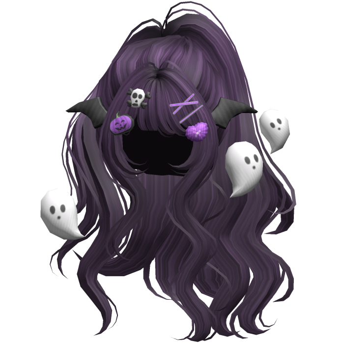 Purple Halloween Hairclips Wavy Half Down