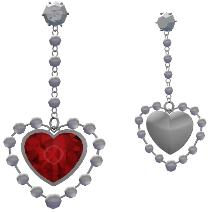 Silver + Red Pearl Heart Earrings Valentines | Roblox Item