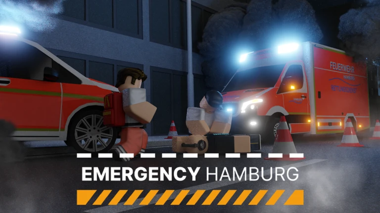 ภาพโปรโมต Emergency Hamburg: เจ้าหน้าที่ช่วยผู้เล่นข้างรถพยาบาลในเวลากลางคืน