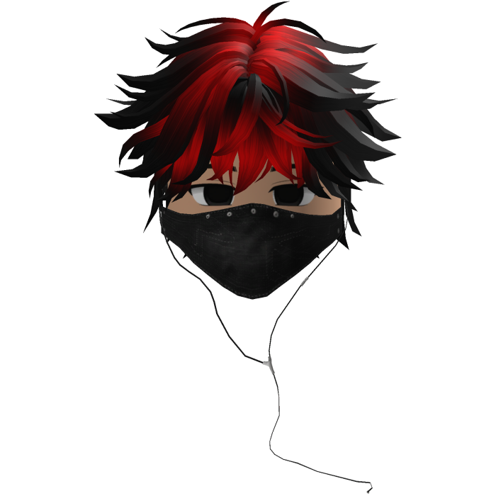 Cute Emo Boy Headphones Mask Black Y2K (red)