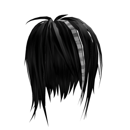 Unruly emo hair. Black with white streaks  Roblox item