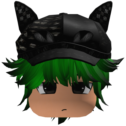 Messy Fluffy Emo Y2K Boy Hair VKAI green black CAT Roblox item