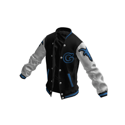 College Jacket | Black White Light Blue
