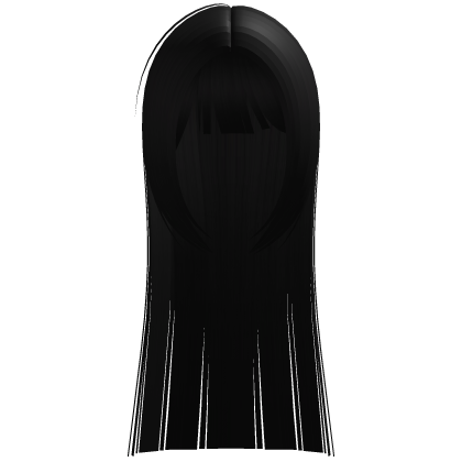 ♡ pretty long straight hime cut hair in black