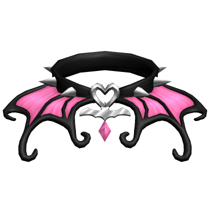 Pink Gothic Batwing Spiked Heart Choker