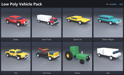 Low Poly Vehicle Pack Cars Trucks Bus City x41 preview 4