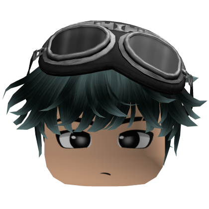 Teal Highlights Messy Fluffy Hair w/ Y2K Goggles Roblox item
