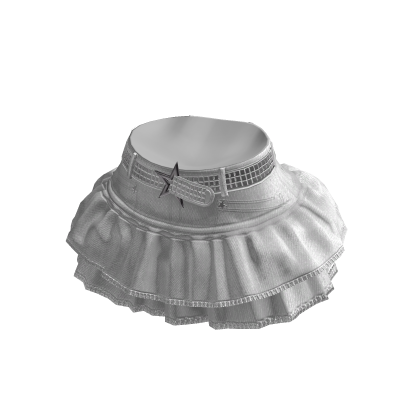 White Denim Ruffle Skirt w Studded Belt