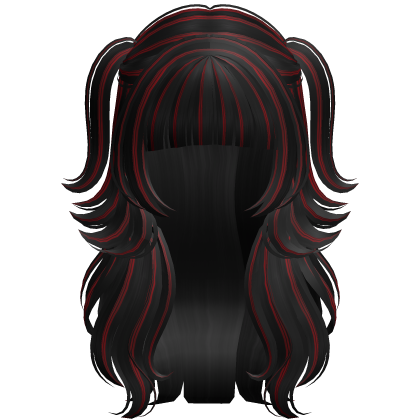 Anime Wolfcut With Twintails (Black and Red) Roblox item