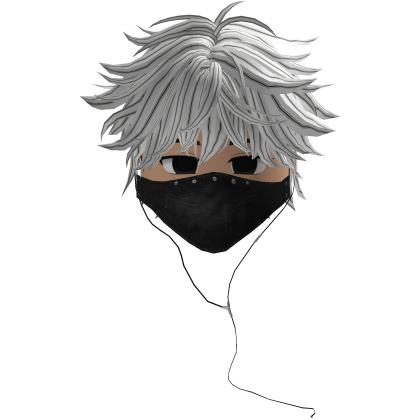 Cute Emo Boy Headphones Mask Black Y2K ( white )
