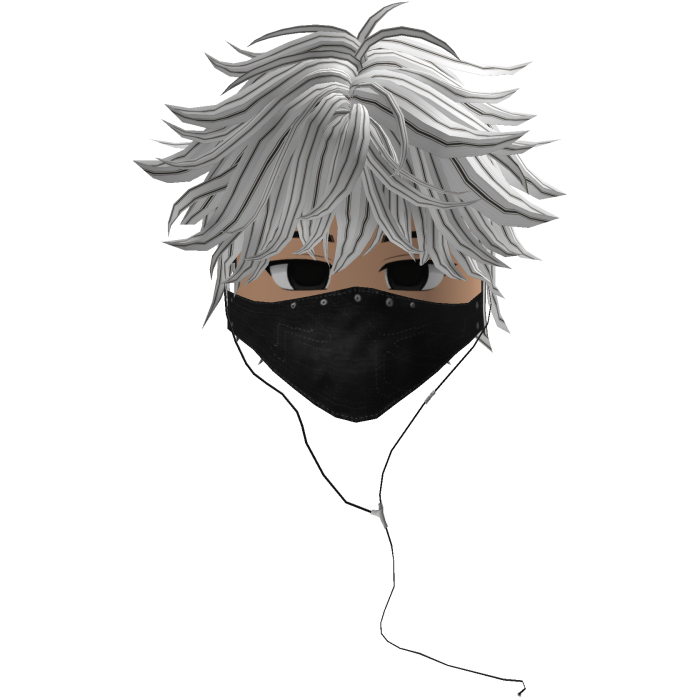 Cute Emo Boy Headphones Mask Black Y2K ( white )