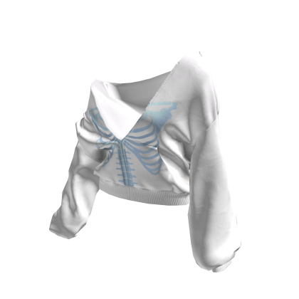 Skeleton Pullover Baggy Hoodie White&Blue