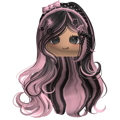 ♡ Silky Waves w/ Bunny Charms (Black & Pink) Roblox item