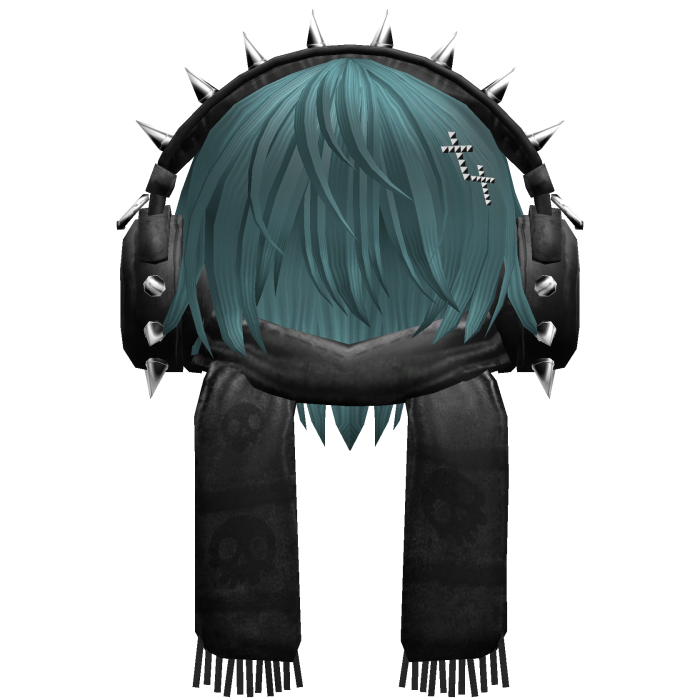 Boy Hair&Emo Headphones&Scarf Teal V2

