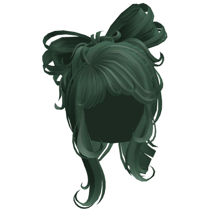 Short Cute Bow Shaped Ponytail Hair - Green Roblox item