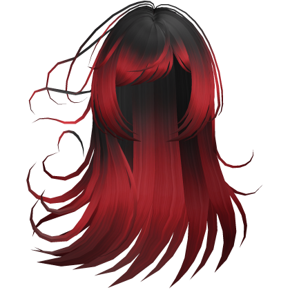 Red & Black Long Layered Wispy Windy Hair Roblox item