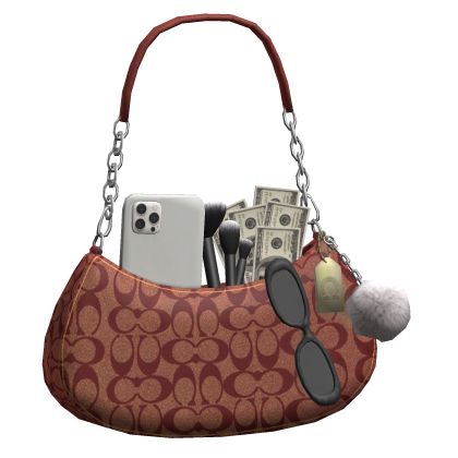 Rich Dark Red Baddie Designer Purse Roblox item