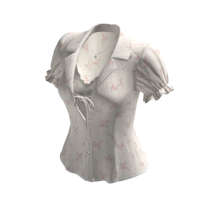 Puff Sleeve Collared Blouse (White)