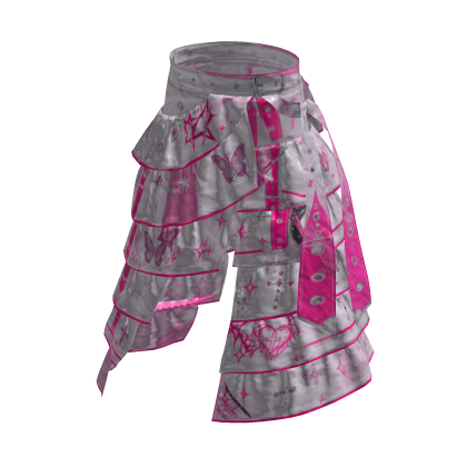 Pink Y2K Cyber Butterfly Layered Pants [PBR]