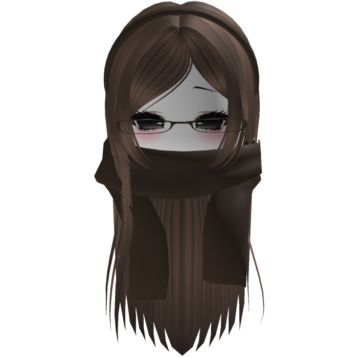 Warm Fall Brown Hair w/ Glasses Headband & Scarf