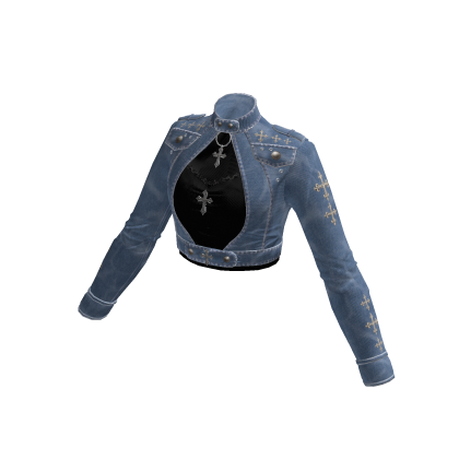 Goth Cutout Crop Jacket w/ Cross (Blue)