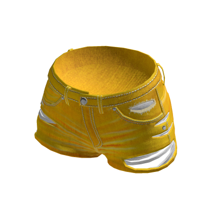 Ripped Denim Festival Shorts - Yellow
