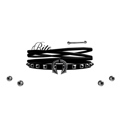 emo studded pierced black chocker w tattoo thumbnail