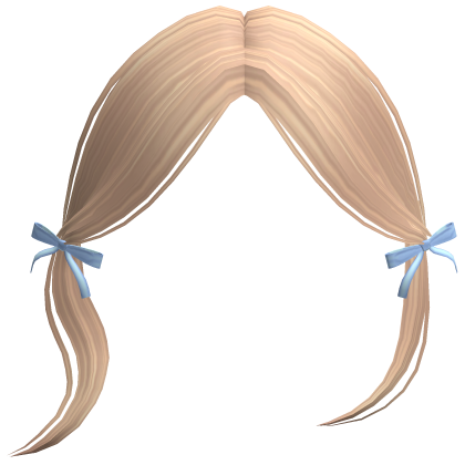 Cute Chibi Picnic Bangs In Blonde w Blue Bow Roblox item