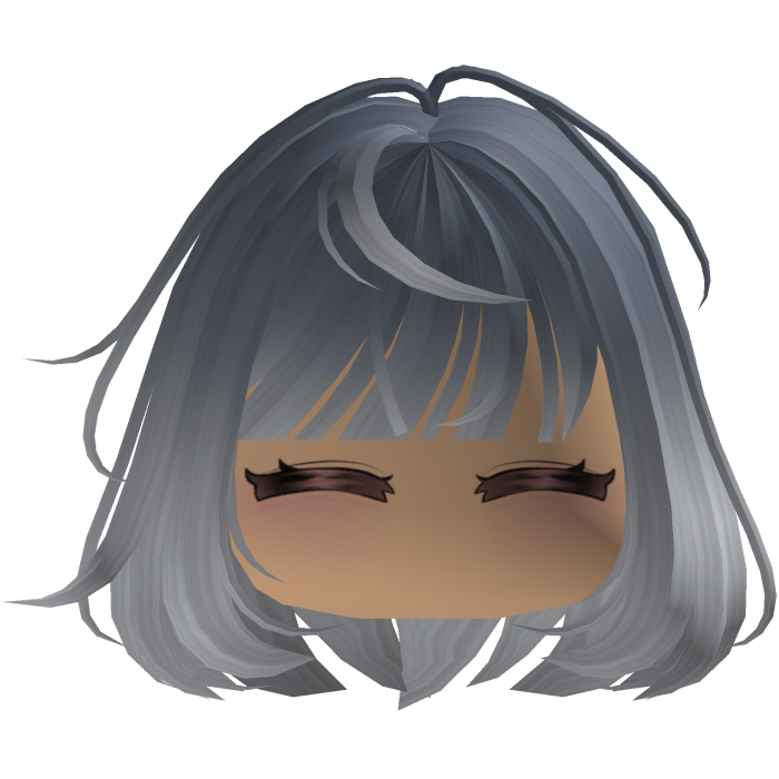 Cute emo y2k hair fluffy (light gray)