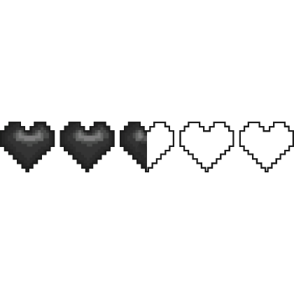 Black Damaged Pixel Heart Health Bar