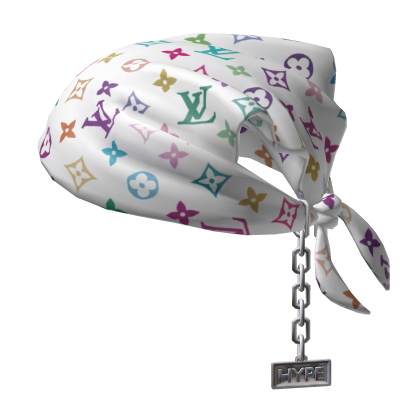 Tied Colorful LV Bandana Hat with Chain 