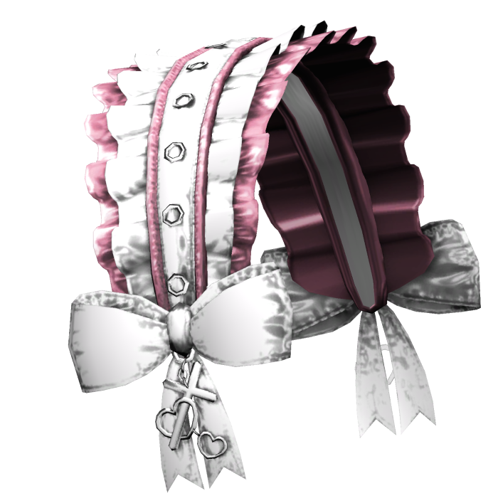 realistic grunge emo pink white ruffled headdress