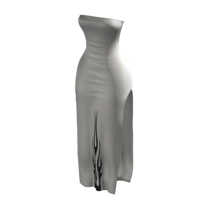 BB White Sparkle Flame Slim Side Slit Slip Dress