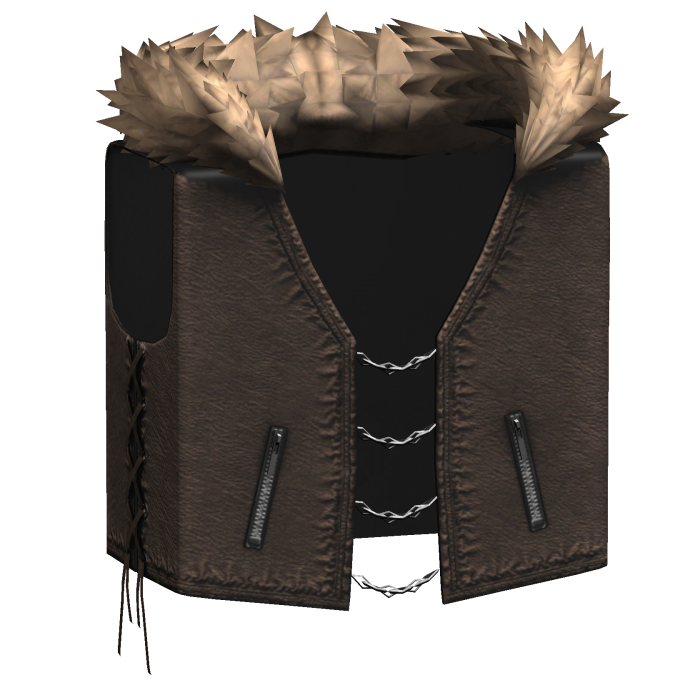 Brown Emo Punk Vest Y2K w/ fur