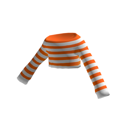 Orange & White Stripe Off Shoulder Cropped Sweater thumbnail