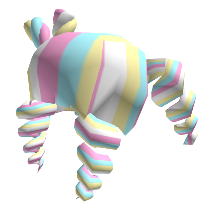 Low Poly Curly Pigtails Marshmallow Hair