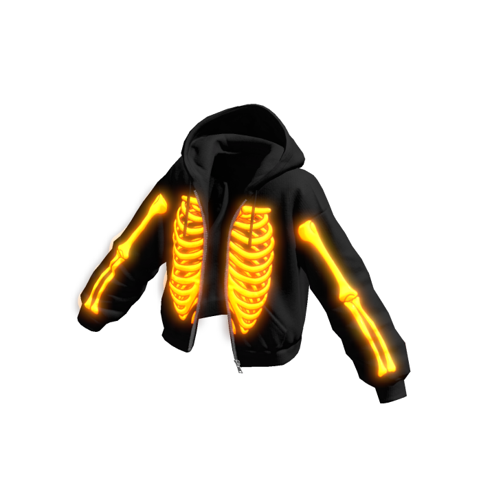 Glowing Emissive Skeleton Halloween Hoodie Jacket