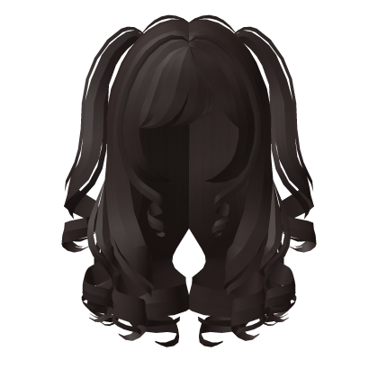 . ‿ ♡ curly angel long pigtail hair in dark brown Roblox item