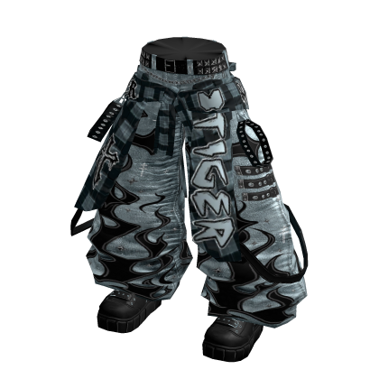 Blue Cyber Baggy Jeans & Flannel