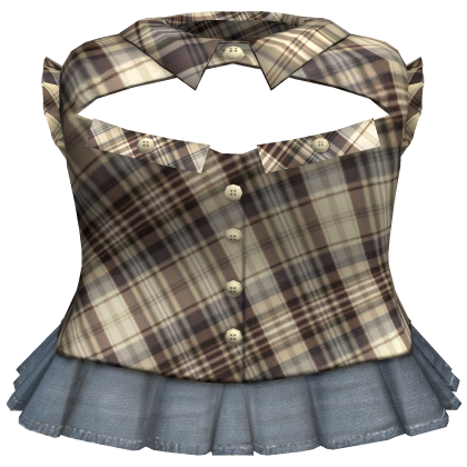Plaid Button Shirt w Jean Skirt Roblox item