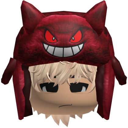 Red Monster Ushanka w/ Emo Boy Face y2k Hair