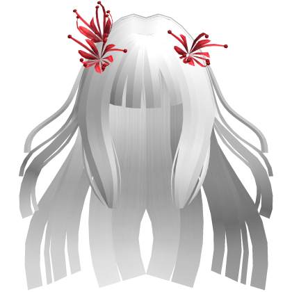 White Long Windy Hime Hair w/ Spider Lily