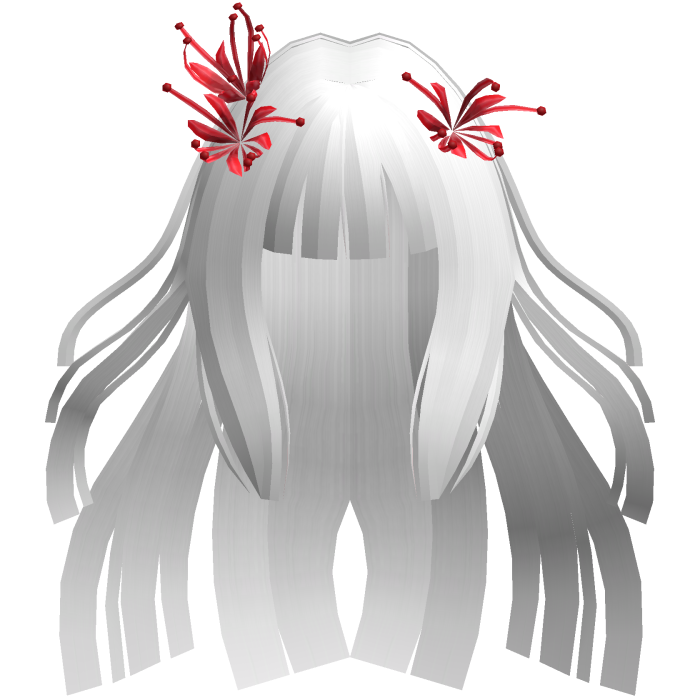 White Long Windy Hime Hair w/ Spider Lily