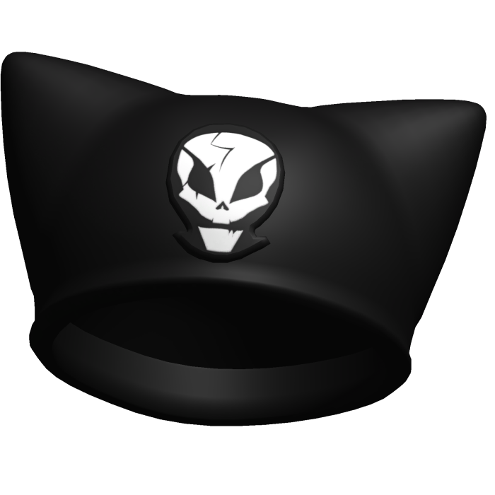 matte black skull patch cat hat